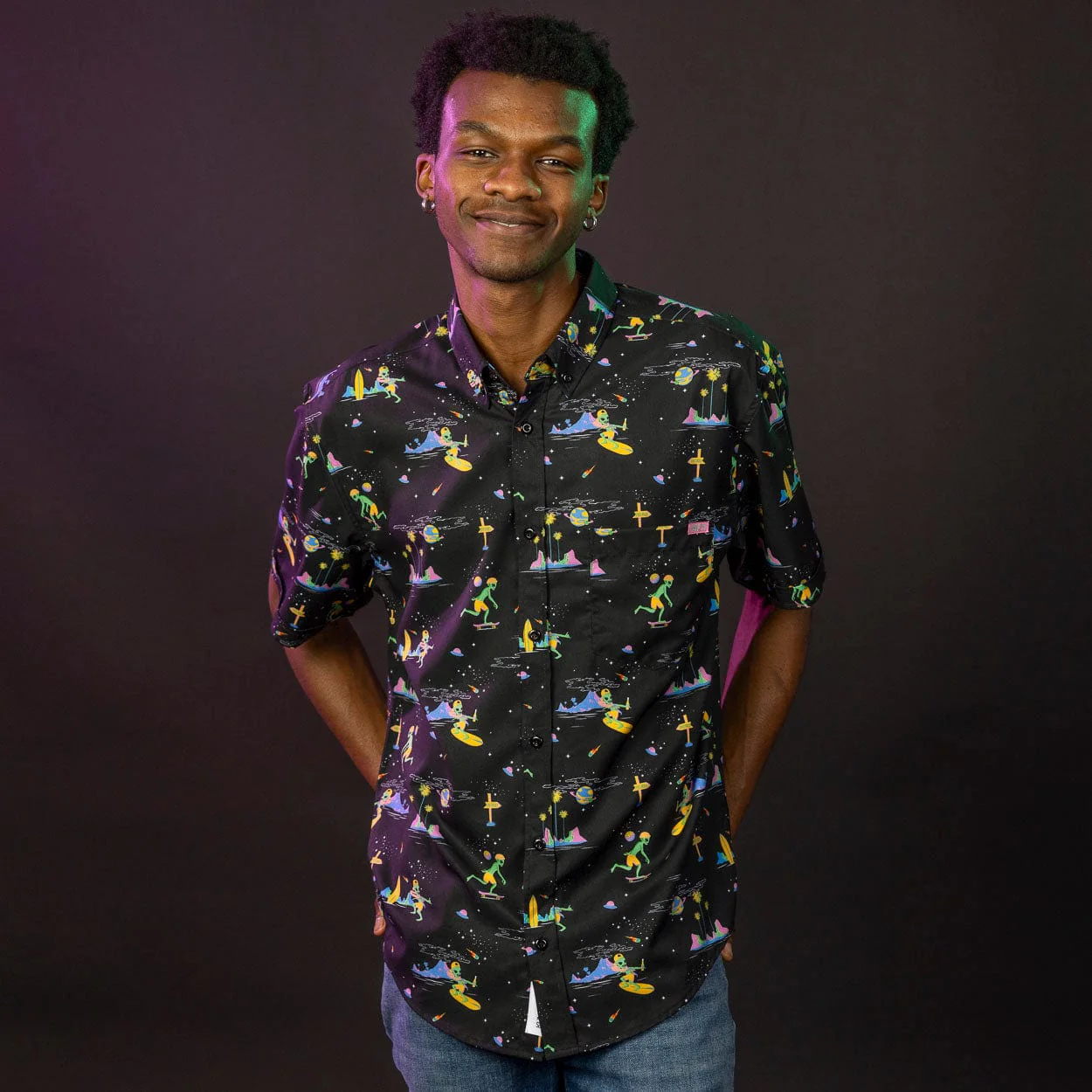 ‘90s Retro "Space Beach" – KUNUFLEX Short Sleeve Shirt - Image 2