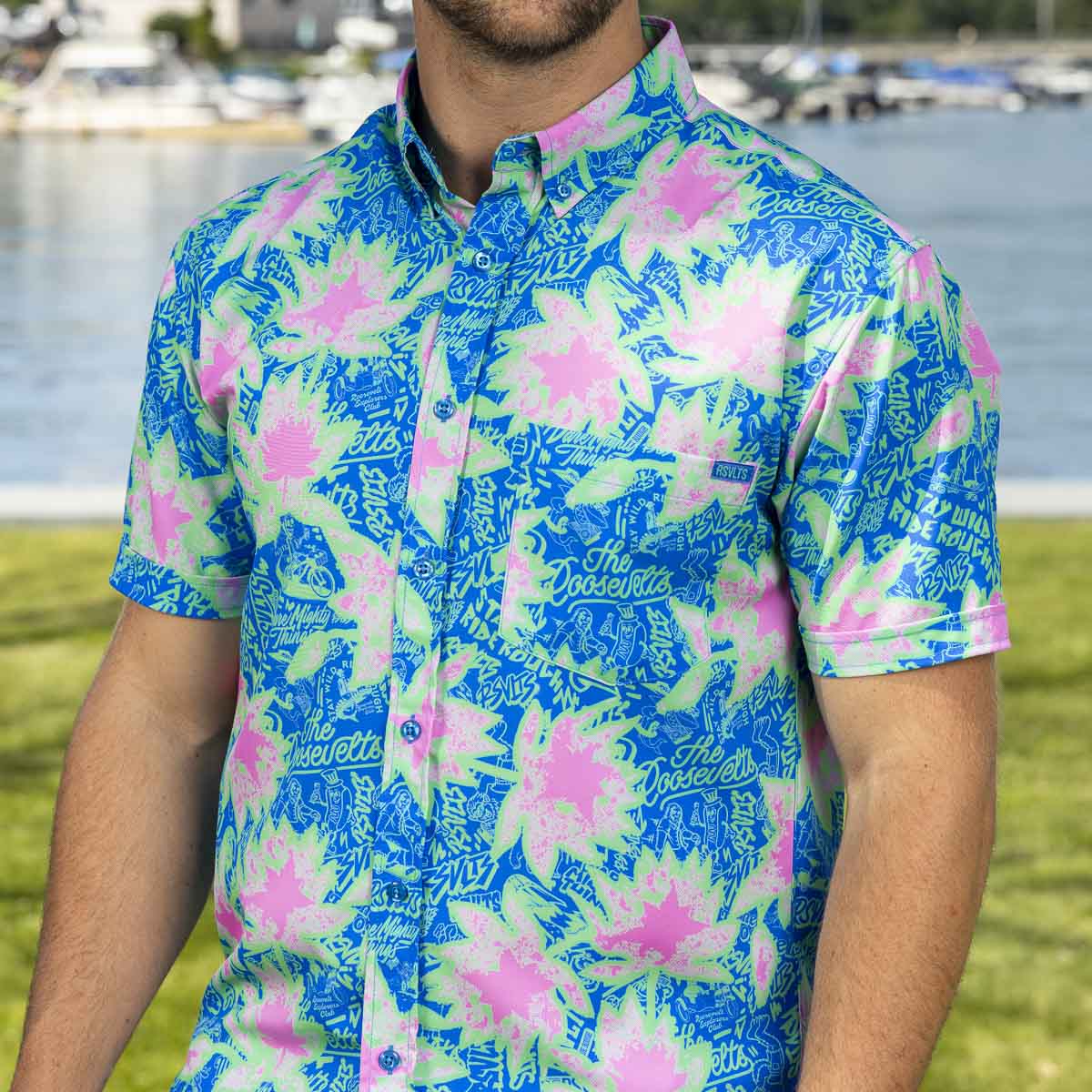 Camp Kunu Floral (Light Blue) – KUNUFLEX Short Sleeve Shirt - Image 4