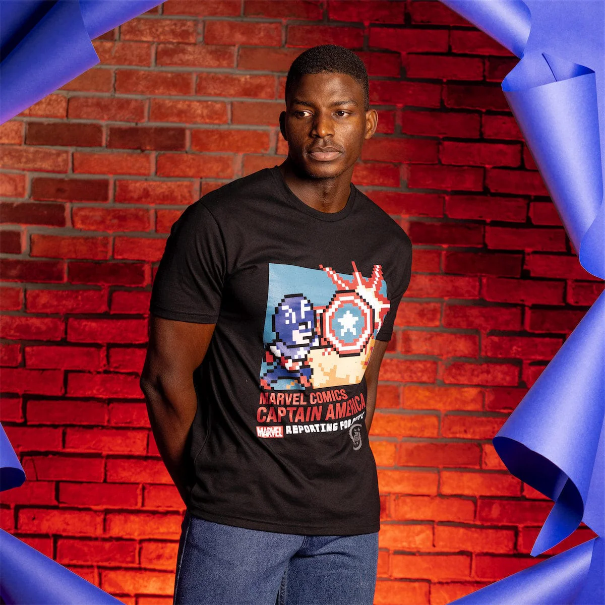 Captain America "Pixel Patriot" – Crewneck Tee - Image 2