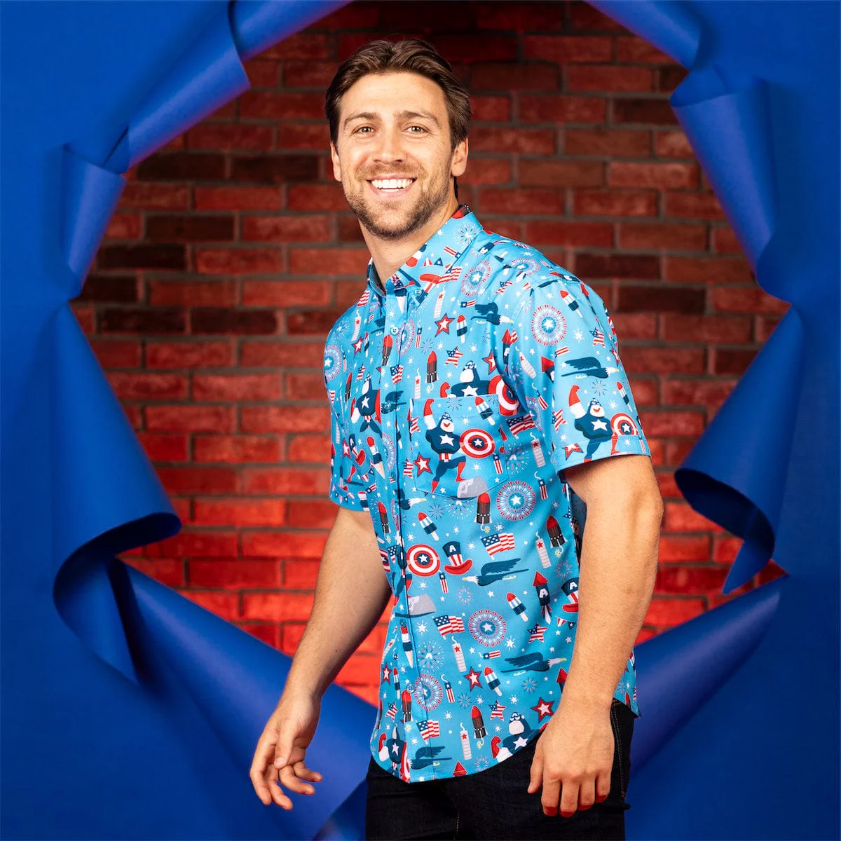 Captain America "Rogers Red Glare" – KUNUFLEX Short Sleeve Shirt - Image 2