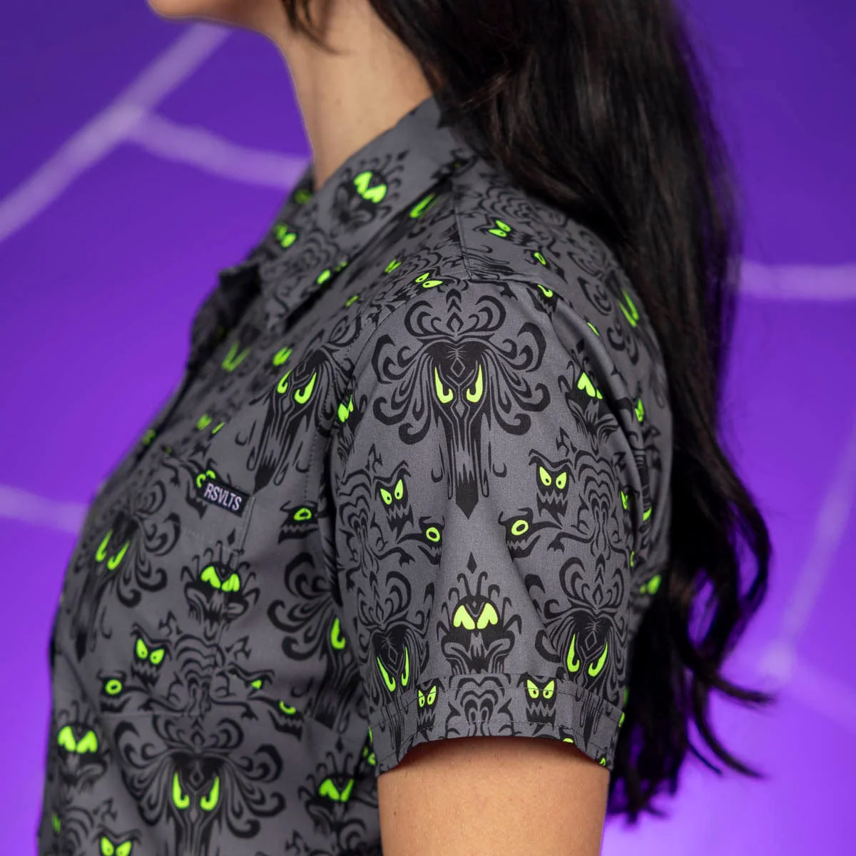 Disneyâs Haunted Mansion âWall Creepsâ â Women's KUNUFLEX Short Sleeve Shirt - Image 5