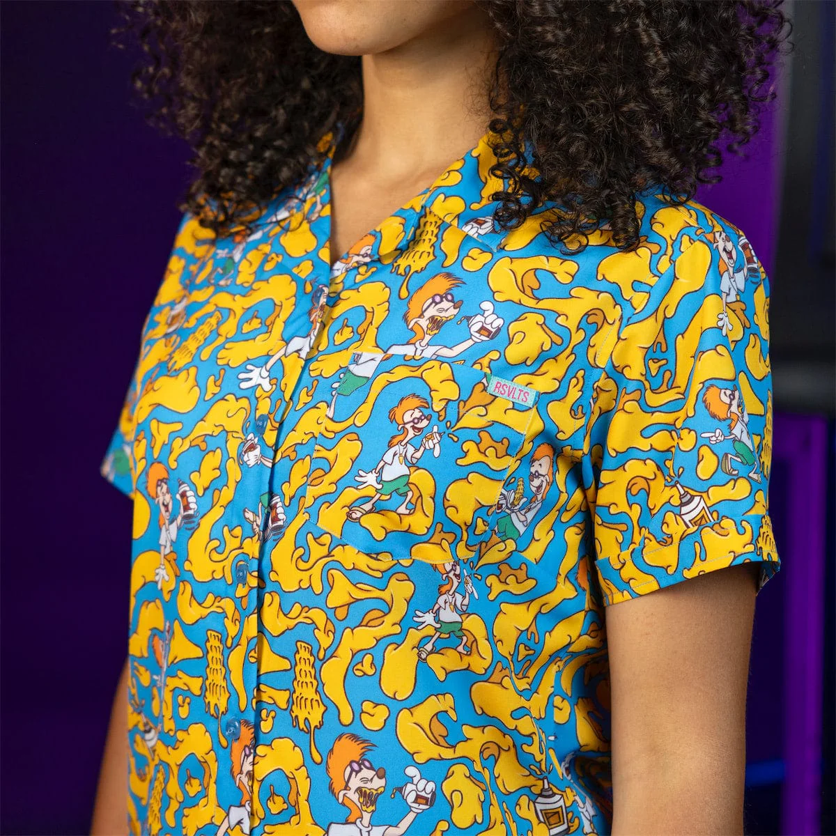 Disney’s A Goofy Movie "Chedda Whizzy!" – Women's KUNUFLEX Short Sleeve Shirt - Image 3