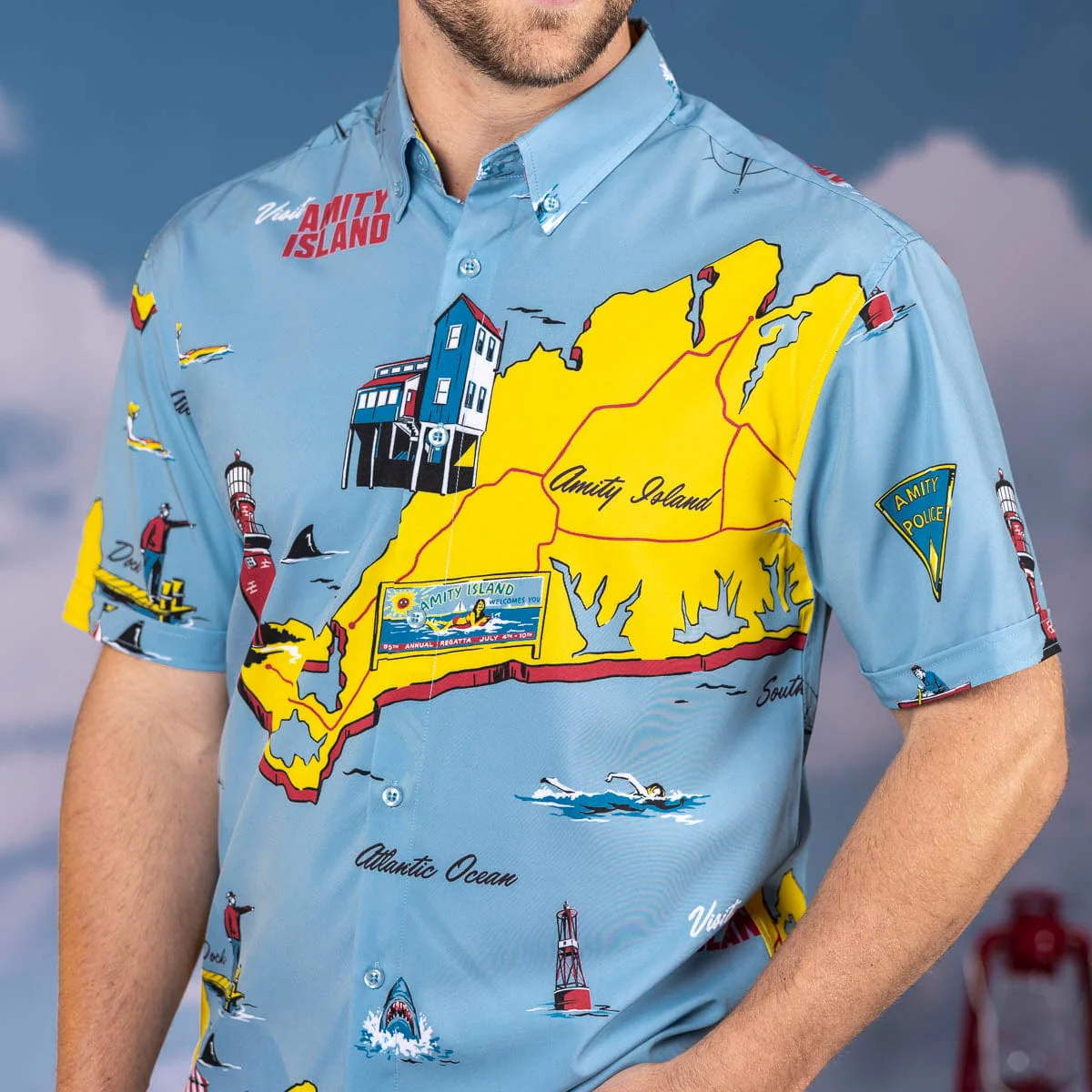 Jaws 50th Anniversary "Mapped Out Mayhem" – KUNUFLEX Short Sleeve Shirt - Image 4