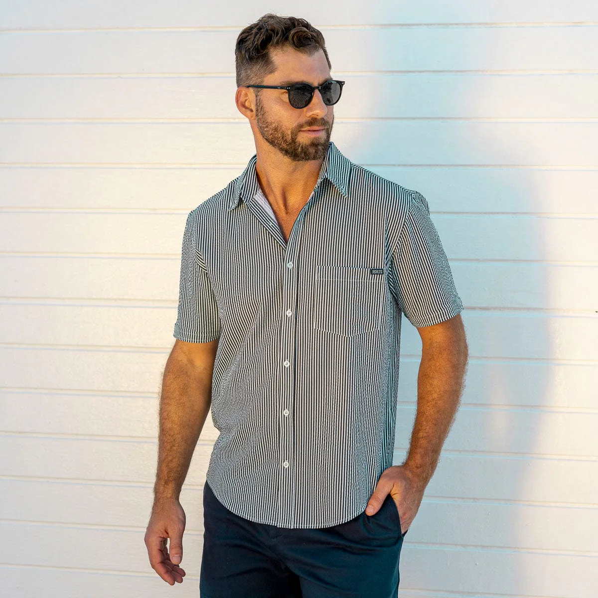 John, My Boy! – Stretch Seersucker Short Sleeve Shirt