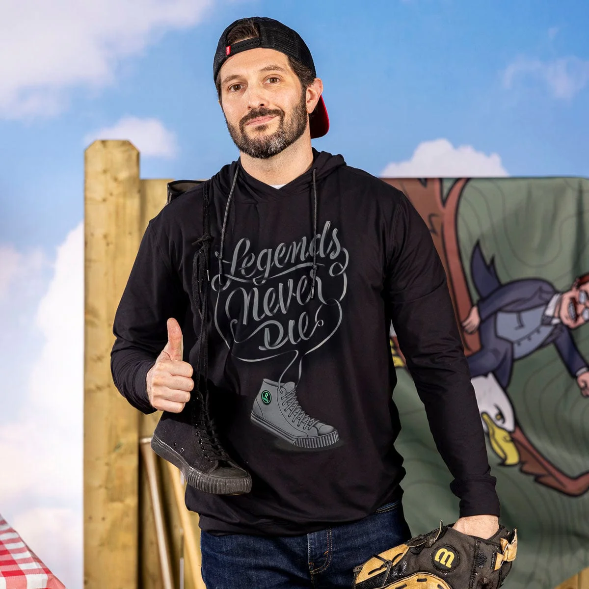 Legends Never Die (Black) – Performance Hoodie - Image 2