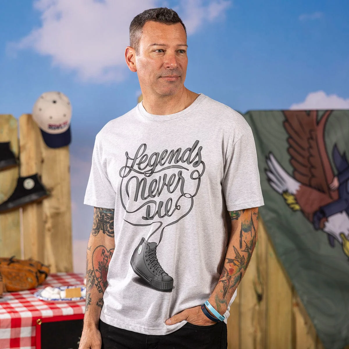 Legends Never Die (Heather Gray) – Crewneck Tee - Image 3