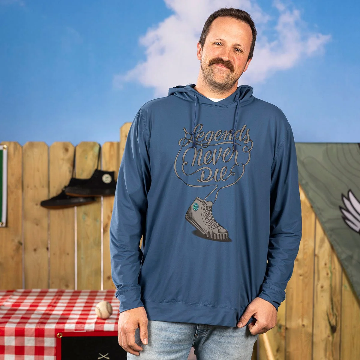 Legends Never Die (Navy) – Performance Hoodie - Image 2