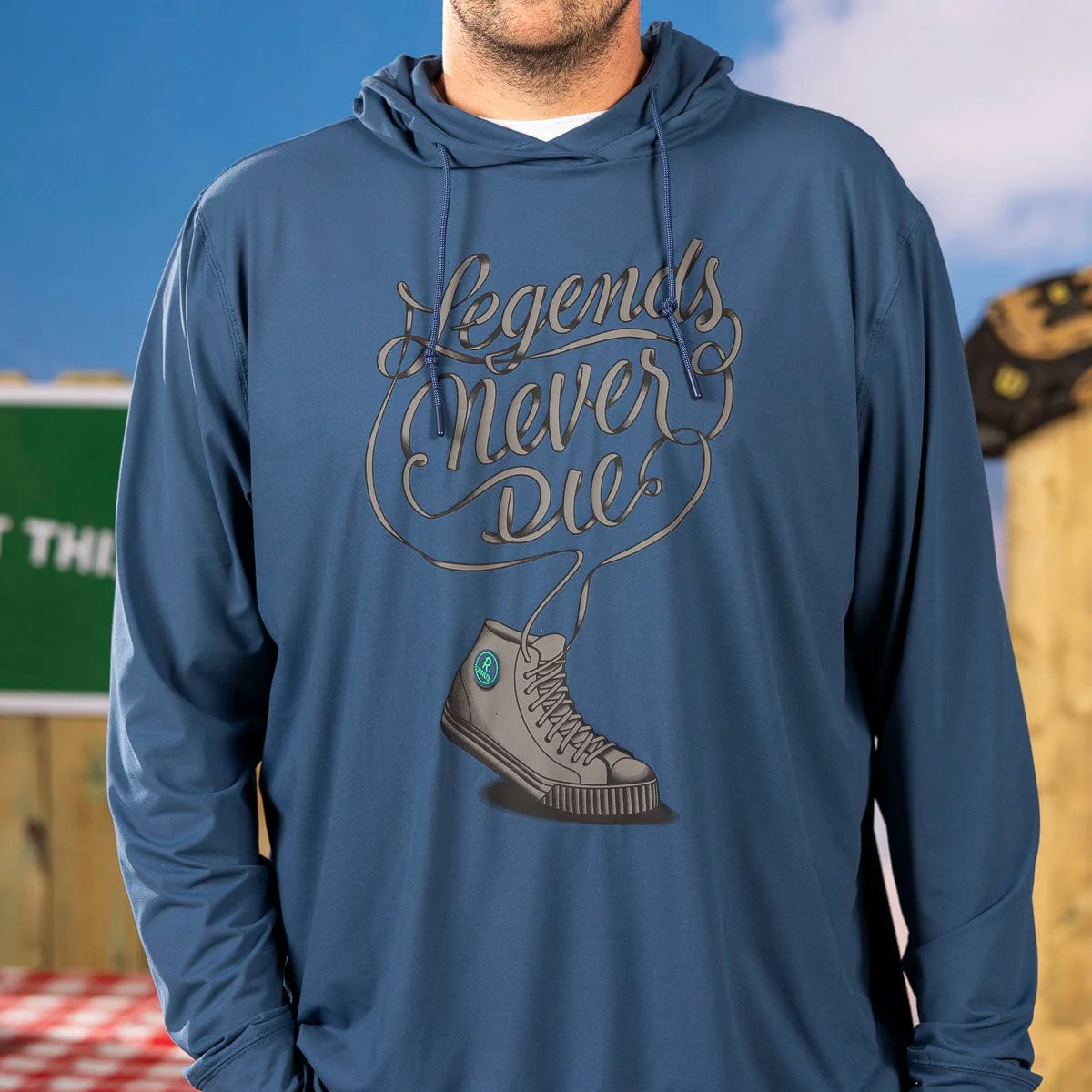Legends Never Die (Navy) – Performance Hoodie - Image 5
