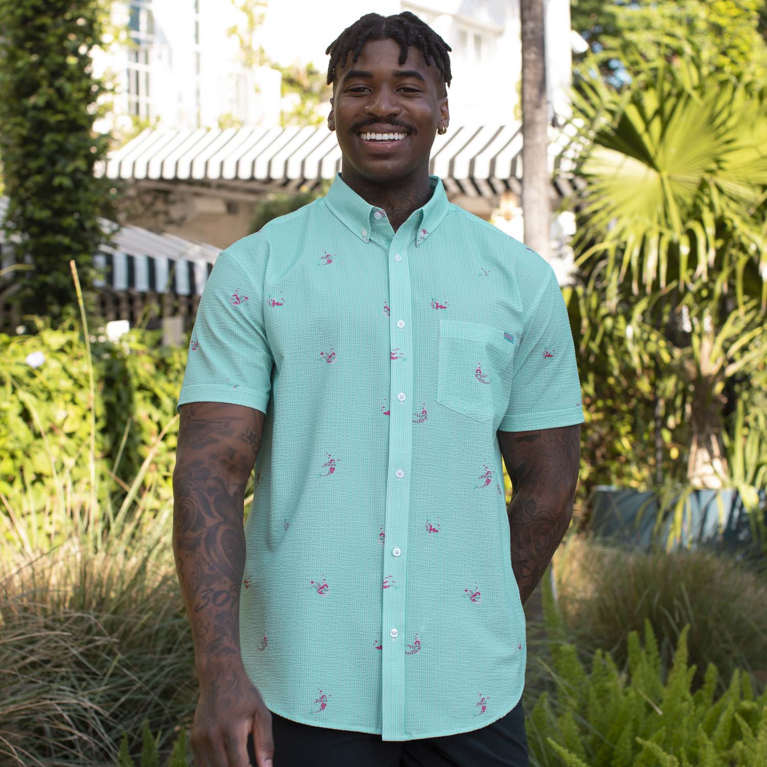 Mermaids – Stretch Seersucker Short Sleeve Shirt - Image 2