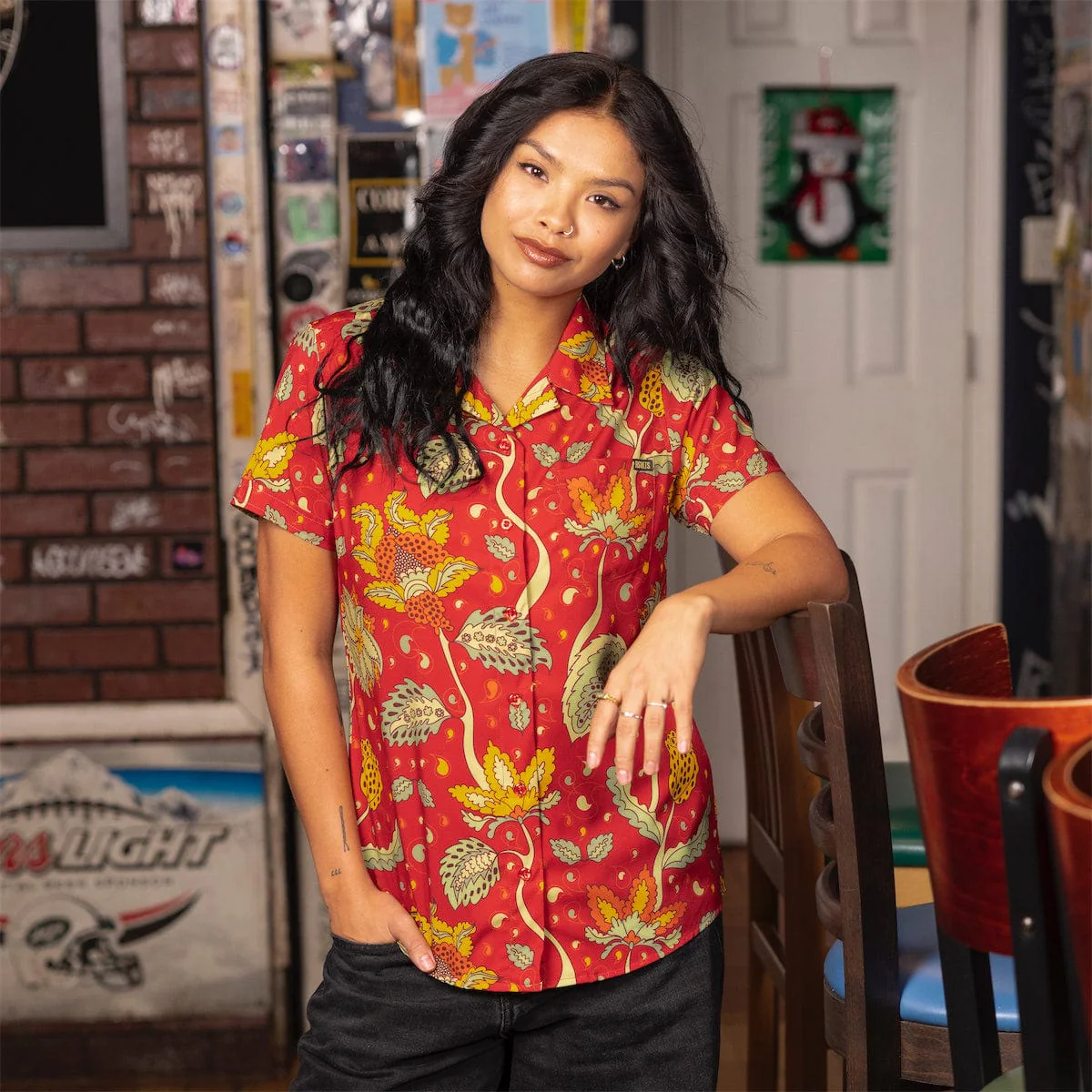 ‘70s Retro "Baba O’Redly" – Women's KUNUFLEX Short Sleeve Shirt