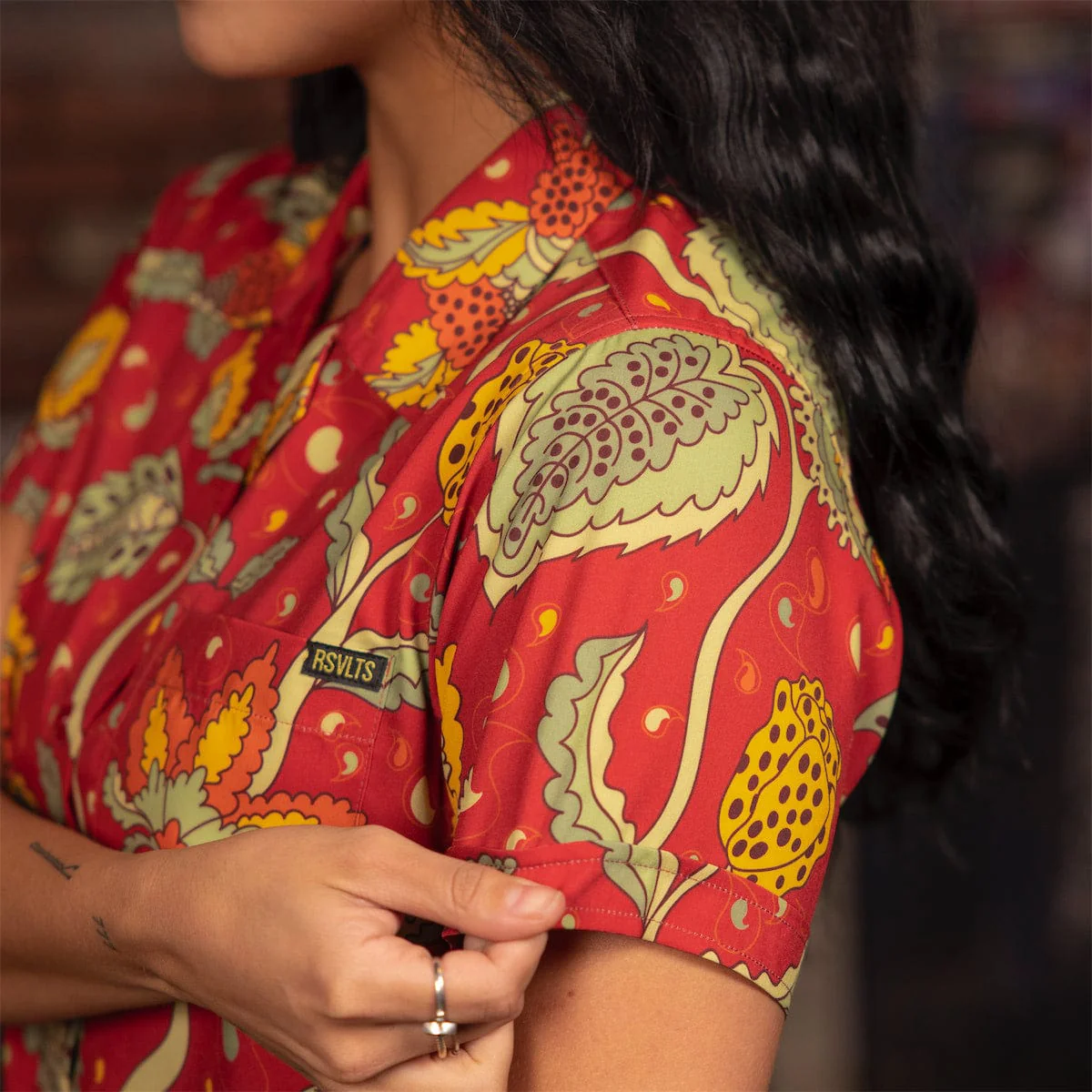 ‘70s Retro "Baba O’Redly" – Women's KUNUFLEX Short Sleeve Shirt - Image 5