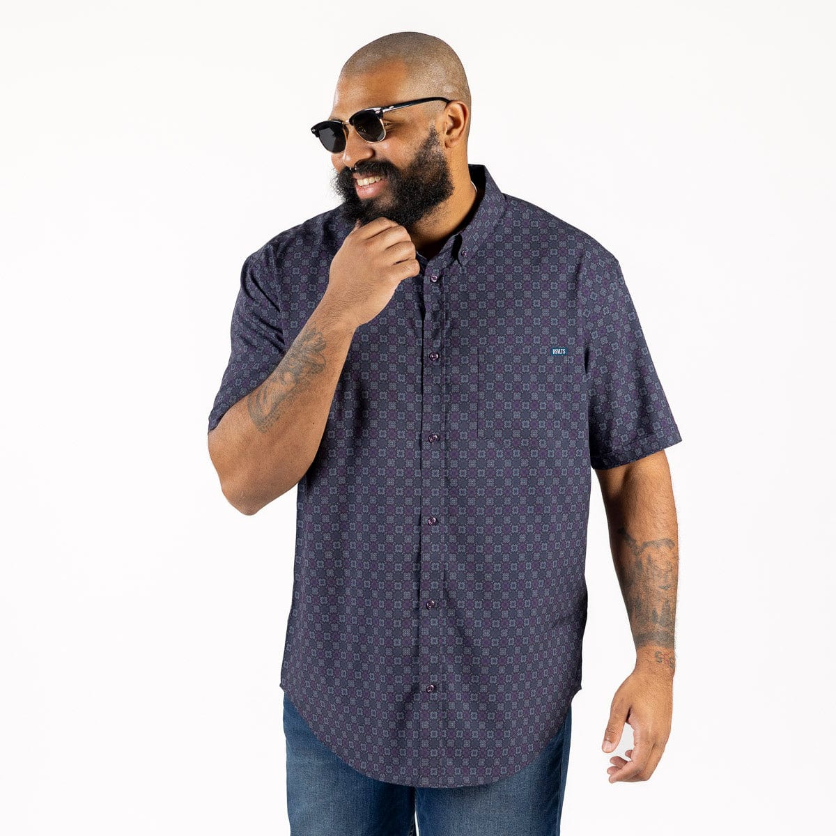 Midnight Mosaic – KUNUFLEX Short Sleeve Shirt - Image 3