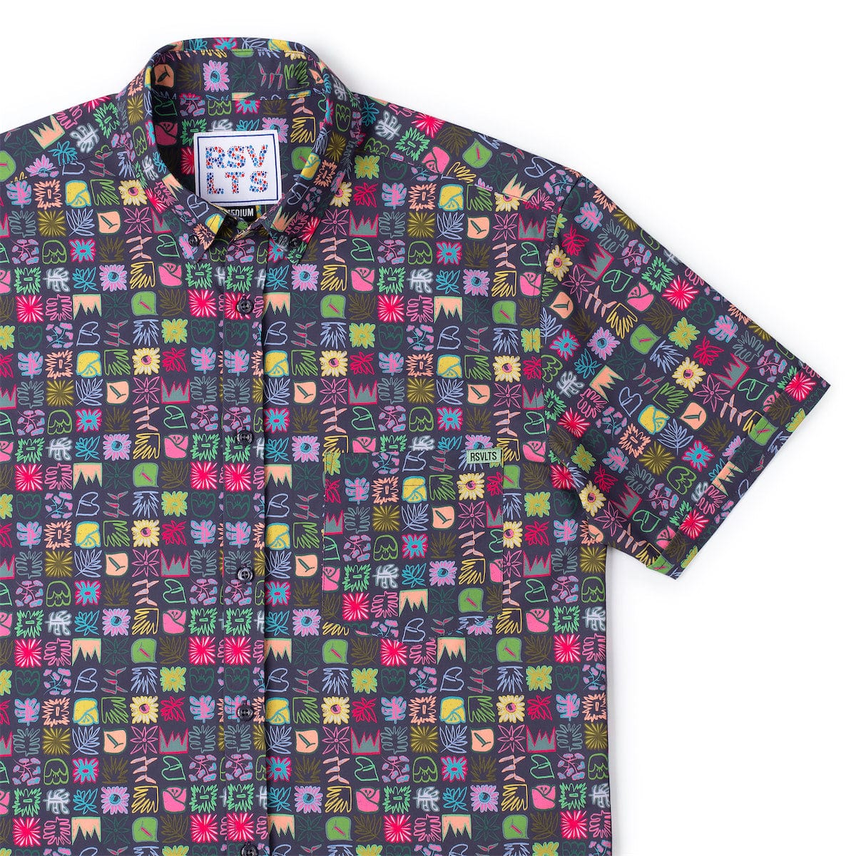 Scribble Squares – KUNUFLEX Short Sleeve Shirt - Image 7