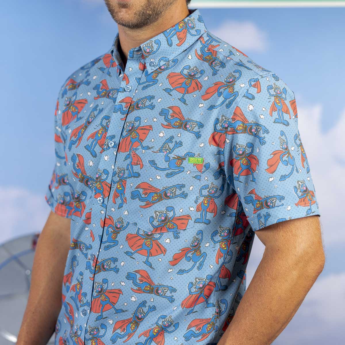 Sesame Street "Super Grover" – KUNUFLEX Short Sleeve Shirt - Image 4