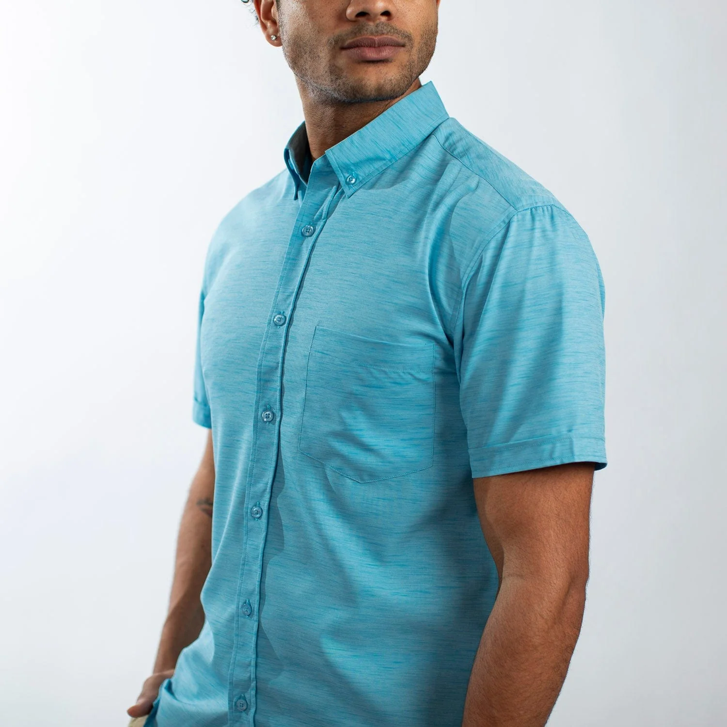 Sky High – Solid Heather KUNUFLEX Short Sleeve Shirt - Image 6