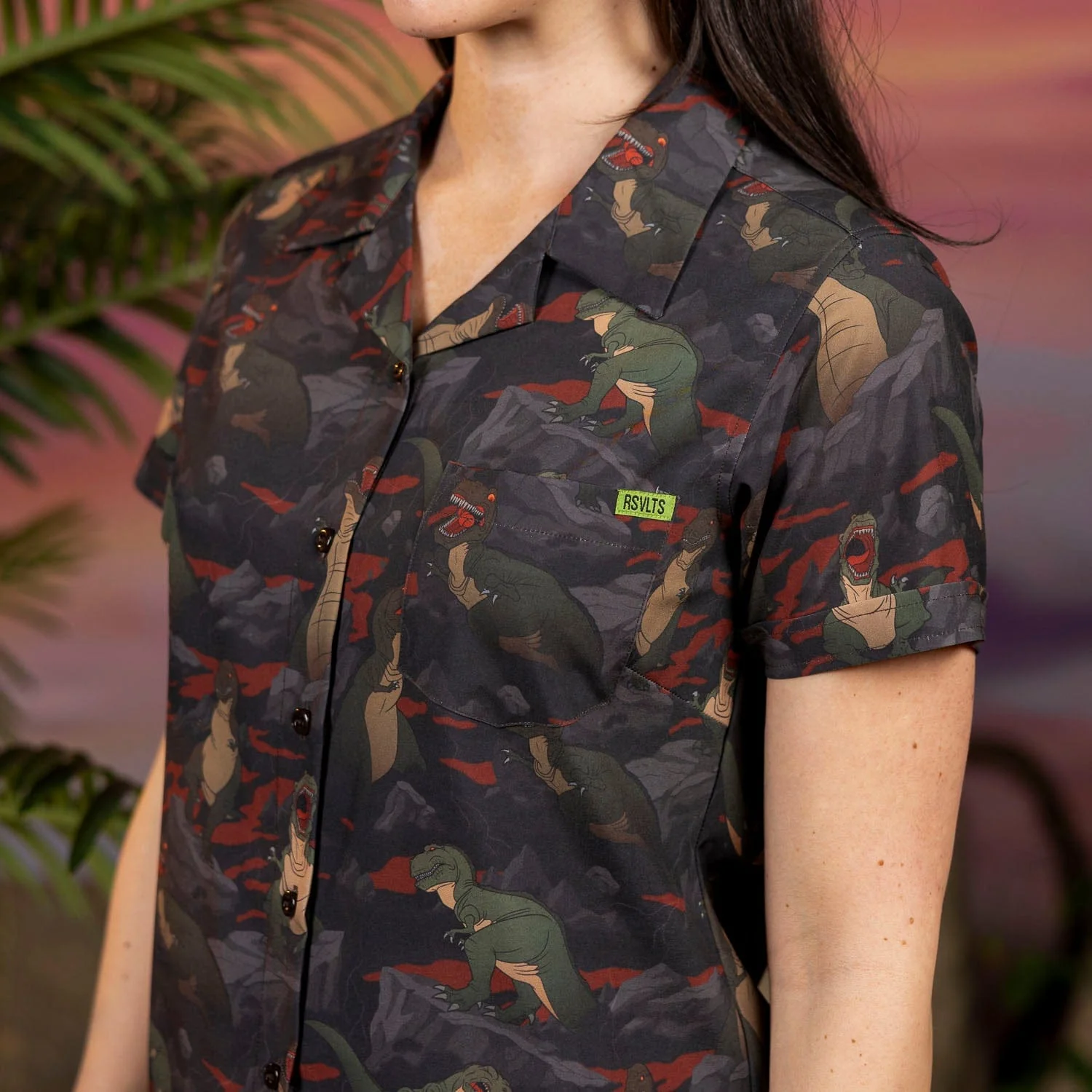The Land Before Time "The Valley of Teeth" – Women's KUNUFLEX Short Sleeve Shirt - Image 3