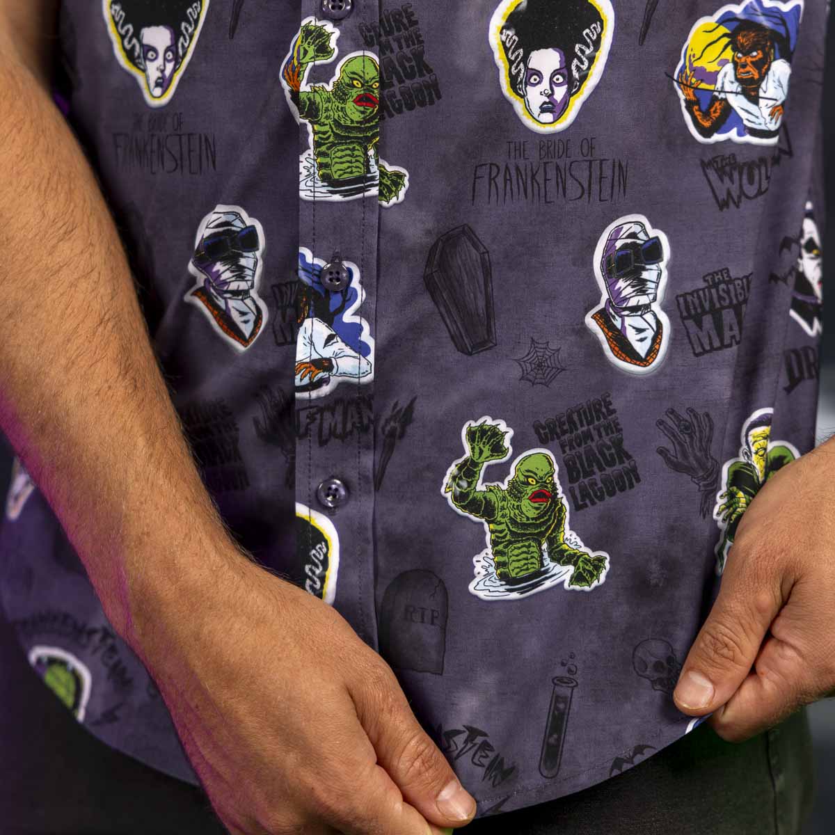 Universal Monsters "Monstickers" – KUNUFLEX Short Sleeve Shirt - Image 8