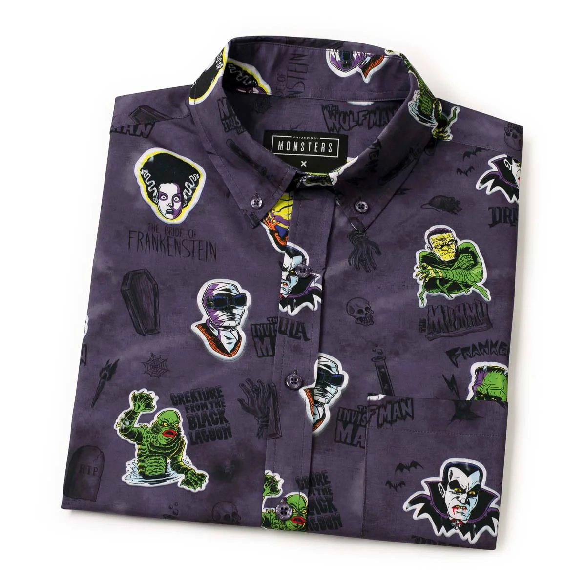 Universal Monsters "Monstickers" – KUNUFLEX Short Sleeve Shirt - Image 9