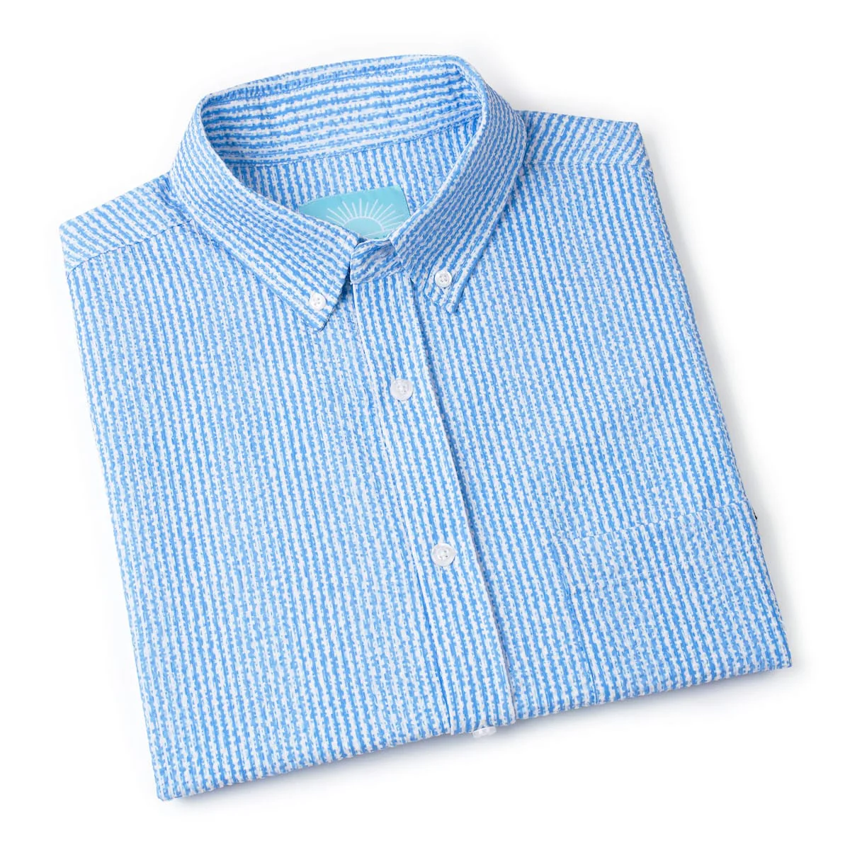 We Sail Without Him – Stretch Seersucker Short Sleeve Shirt - Image 8